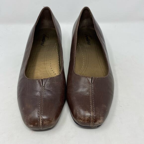 Trotters Brown Leather Doris Block Kitten Heel Pump Womens Size 8 - Picture 3 of 8